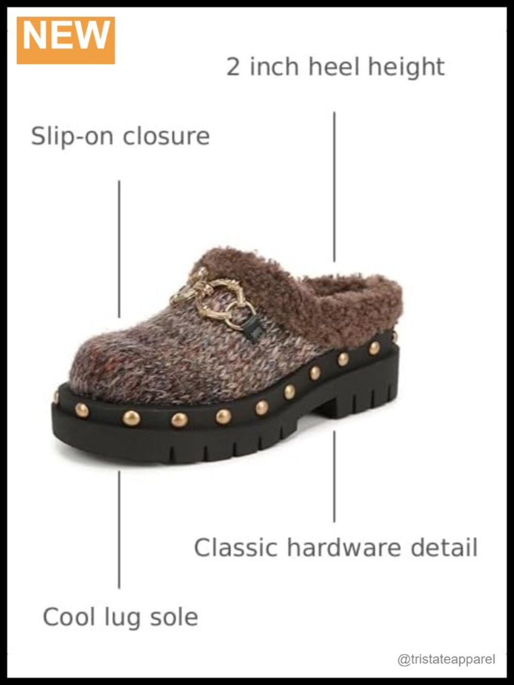 Women's Annie Mules Clogs Block Heel Slip-On Lug Sole - Picture 5 of 6
